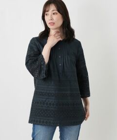 Leilian / レリアン シャツ・ブラウス | 刺繍ピンタックブラウス