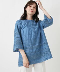 Leilian / レリアン シャツ・ブラウス | 刺繍ピンタックブラウス