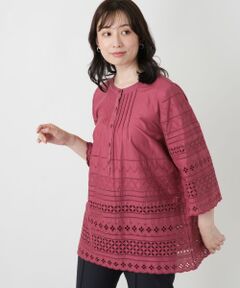 Leilian / レリアン シャツ・ブラウス | 刺繍ピンタックブラウス