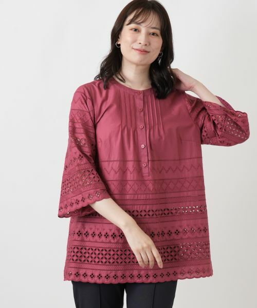 Leilian / レリアン シャツ・ブラウス | 刺繍ピンタックブラウス | 詳細17