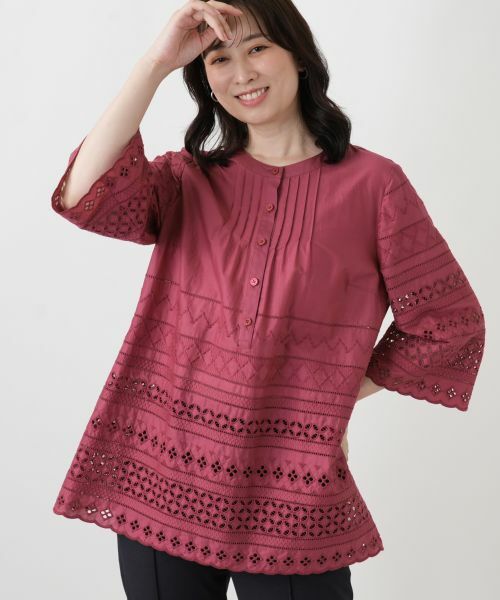 Leilian / レリアン シャツ・ブラウス | 刺繍ピンタックブラウス | 詳細18