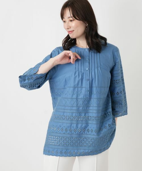 Leilian / レリアン シャツ・ブラウス | 刺繍ピンタックブラウス | 詳細9