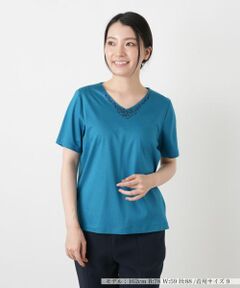 Leilian / レリアン カットソー | 刺繍Vネックカットソー