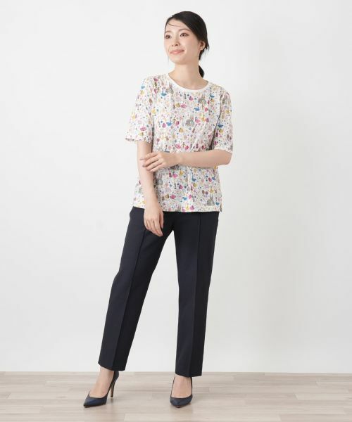 Leilian / レリアン Tシャツ | 総柄プリントクルーネックTシャツ | 詳細4