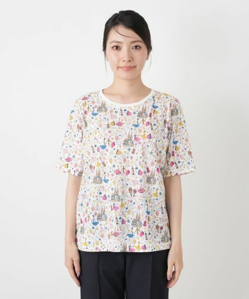 Leilian / レリアン Tシャツ | 総柄プリントクルーネックTシャツ | 詳細7