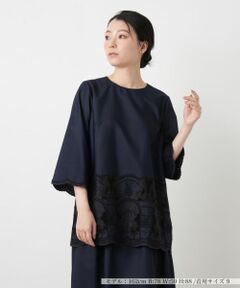 Leilian / レリアン シャツ・ブラウス | カットワーク刺繍七分袖ブラウス