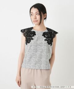 Leilian / レリアン シャツ・ブラウス | レーススリーブツイードブラウス【Leilian WHITE LABEL】