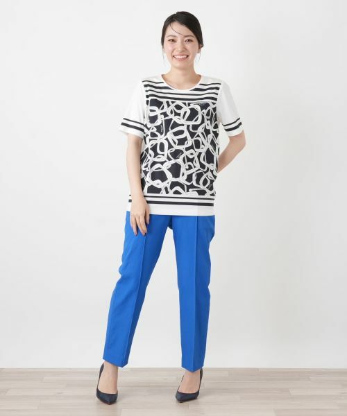 Leilian / レリアン Tシャツ | 幾何学柄クルーネックカットソー【ROCHAS Premiere】 | 詳細1