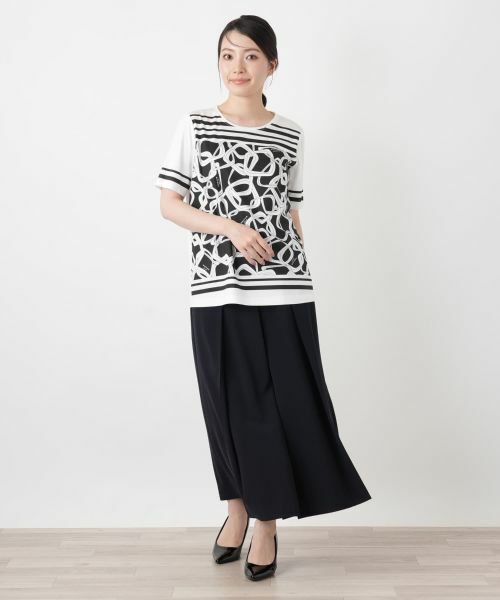 Leilian / レリアン Tシャツ | 幾何学柄クルーネックカットソー【ROCHAS Premiere】 | 詳細4