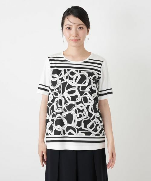 Leilian / レリアン Tシャツ | 幾何学柄クルーネックカットソー【ROCHAS Premiere】 | 詳細7