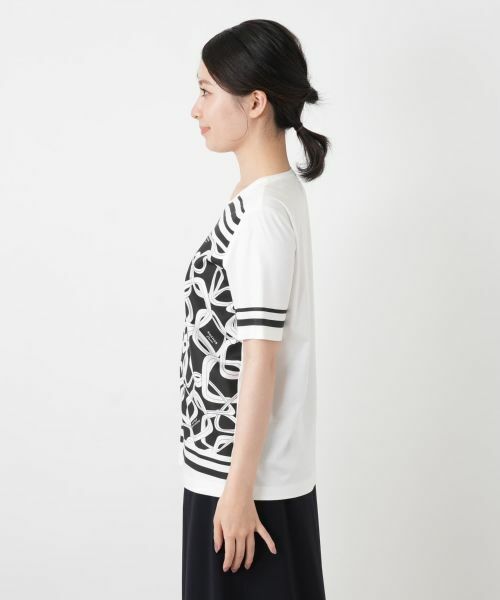 Leilian / レリアン Tシャツ | 幾何学柄クルーネックカットソー【ROCHAS Premiere】 | 詳細8