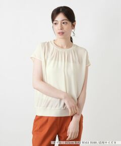 Leilian / レリアン カットソー | シースルー切替ギャザーカットソー【BOURGE】