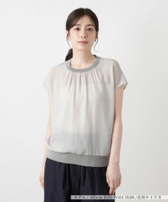 Leilian / レリアン カットソー | シースルー切替ギャザーカットソー【BOURGE】