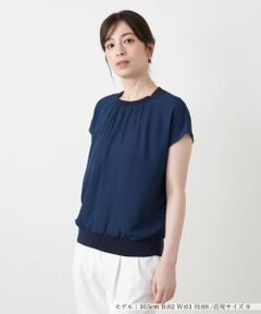 Leilian / レリアン カットソー | シースルー切替ギャザーカットソー【BOURGE】