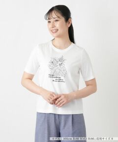 Leilian / レリアン Tシャツ | ボタニカル柄クルーネックTシャツ
