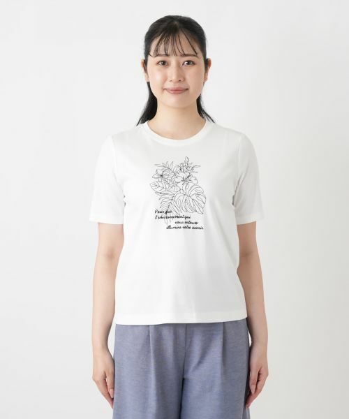 Leilian / レリアン Tシャツ | ボタニカル柄クルーネックTシャツ | 詳細10
