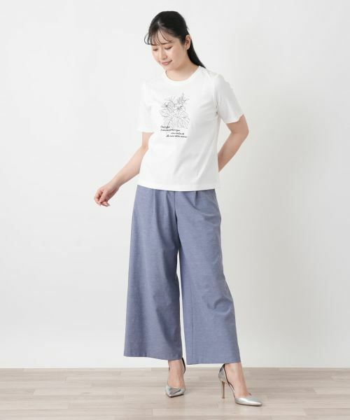 Leilian / レリアン Tシャツ | ボタニカル柄クルーネックTシャツ | 詳細7