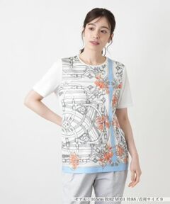 Leilian / レリアン Tシャツ | プリントクルーネックTシャツ
