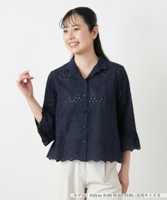Leilian / レリアン シャツ・ブラウス | カットワーク刺繍七分袖ブラウス