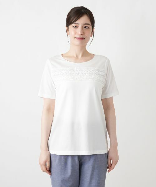 Leilian / レリアン カットソー | 刺繍クルーネックTシャツ【Leilian WHITE LABEL】 | 詳細10