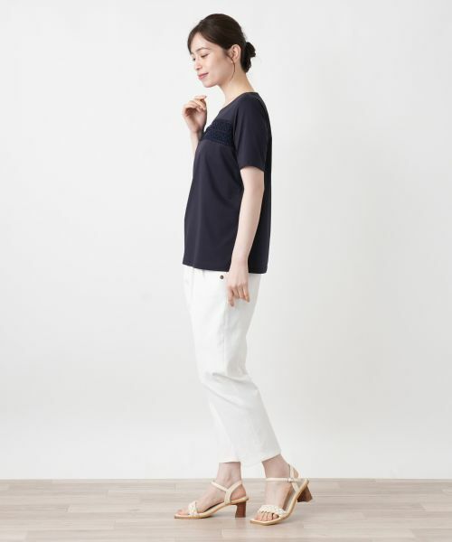 Leilian / レリアン カットソー | 刺繍クルーネックTシャツ【Leilian WHITE LABEL】 | 詳細2