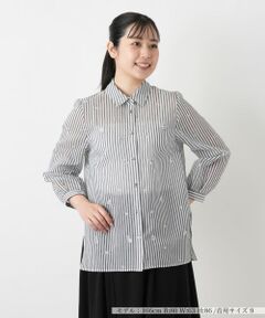 Leilian / レリアン シャツ・ブラウス | 刺繍ストライプブラウス【Leilian WHITE LABEL】
