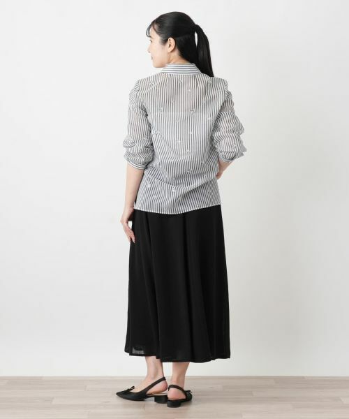 Leilian / レリアン シャツ・ブラウス | 刺繍ストライプブラウス【Leilian WHITE LABEL】 | 詳細3