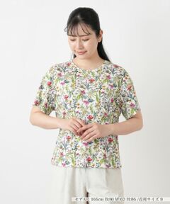 Leilian / レリアン Tシャツ | 小花柄クルーネックカットソー【Leilian WHITE LABEL】