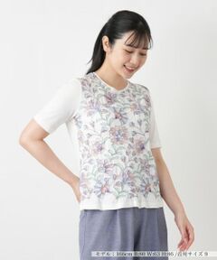 Leilian / レリアン Tシャツ | 花柄刺繍クルーネックカットソー【Leilian WHITE LABEL】