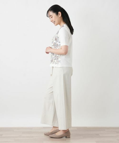 Leilian / レリアン Tシャツ | 花柄刺繍クルーネックカットソー【Leilian WHITE LABEL】 | 詳細2