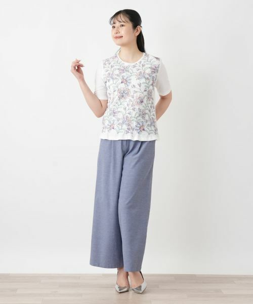 Leilian / レリアン Tシャツ | 花柄刺繍クルーネックカットソー【Leilian WHITE LABEL】 | 詳細4
