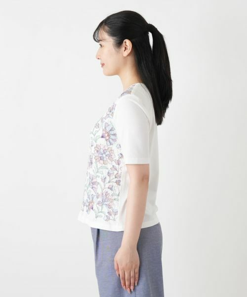 Leilian / レリアン Tシャツ | 花柄刺繍クルーネックカットソー【Leilian WHITE LABEL】 | 詳細8