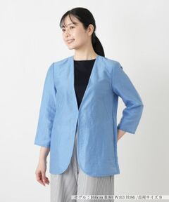 Leilian / レリアン テーラードジャケット | ノーカラーVネックジャケット【Leilian WHITE LABEL】