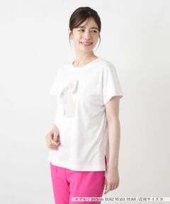 Leilian / レリアン Tシャツ | プリントクルーネックTシャツ【Leilian WHITE LABEL】