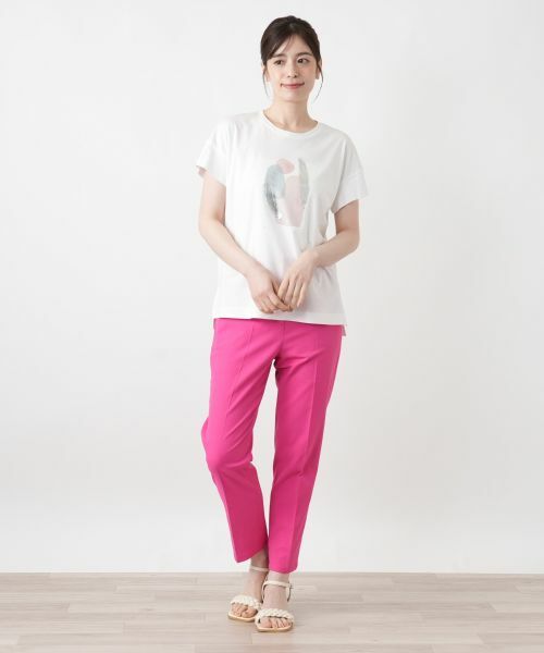Leilian / レリアン Tシャツ | プリントクルーネックTシャツ【Leilian WHITE LABEL】 | 詳細1