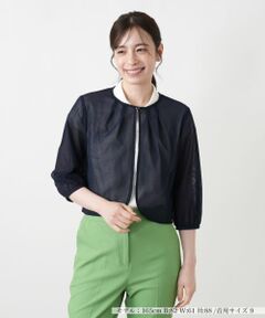 Leilian / レリアン テーラードジャケット | メッシュノーカラージャケット【Leilian WHITE LABEL】