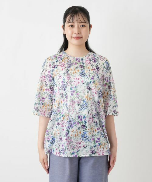 Leilian / レリアン シャツ・ブラウス | 花柄ピンタックブラウス【Leilian WHITE LABEL】 | 詳細4