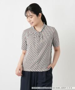 Leilian / レリアン カットソー | 幾何学柄ボウタイ風カットソー【Leilian WHITE LABEL】