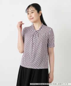 Leilian / レリアン カットソー | 幾何学柄ボウタイ風カットソー【Leilian WHITE LABEL】