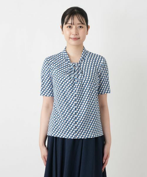 Leilian / レリアン カットソー | 幾何学柄ボウタイ風カットソー【Leilian WHITE LABEL】 | 詳細10