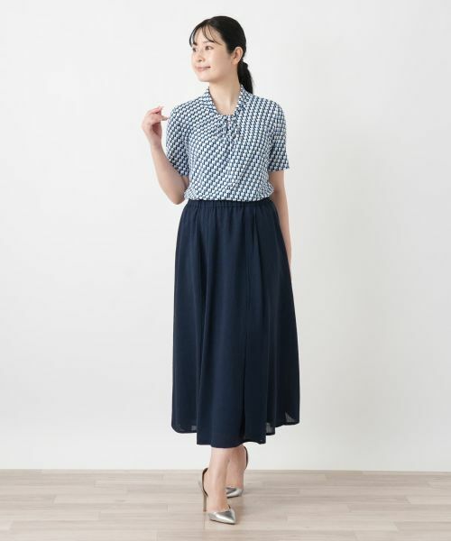 Leilian / レリアン カットソー | 幾何学柄ボウタイ風カットソー【Leilian WHITE LABEL】 | 詳細7