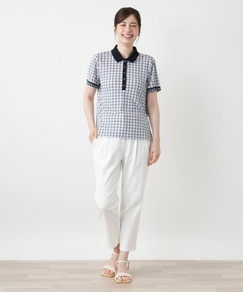 Leilian / レリアン ポロシャツ | 幾何学柄ポロシャツ【Leilian WHITE LABEL】 | 詳細4