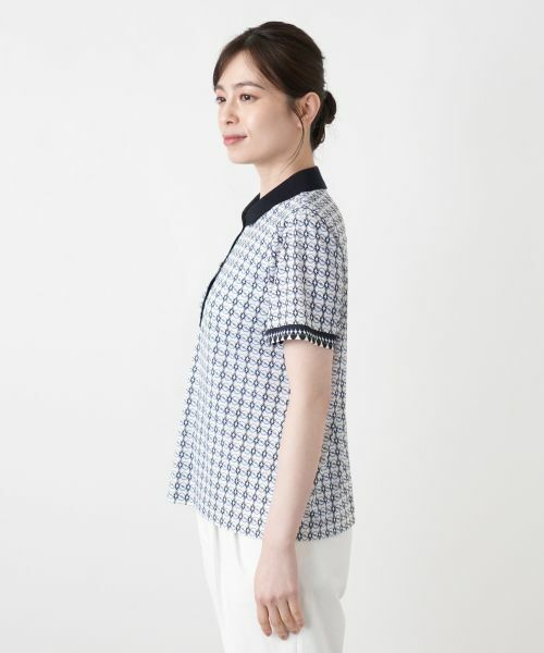 Leilian / レリアン ポロシャツ | 幾何学柄ポロシャツ【Leilian WHITE LABEL】 | 詳細8