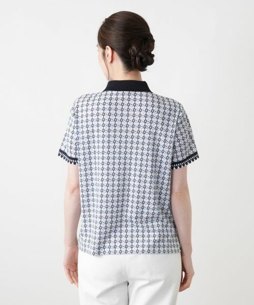 Leilian / レリアン ポロシャツ | 幾何学柄ポロシャツ【Leilian WHITE LABEL】 | 詳細9