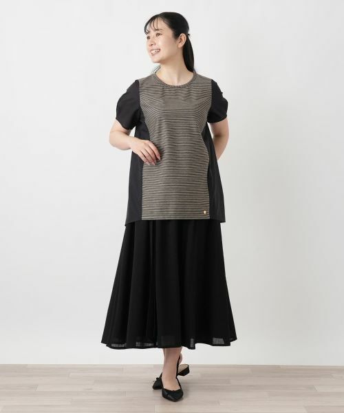 Leilian / レリアン シャツ・ブラウス | ボーダー切替パフスリーブブラウス【Leilian WHITE LABEL】 | 詳細1