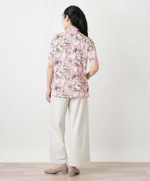 Leilian / レリアン ポロシャツ | 花柄レギュラーカラーブラウス【Leilian WHITE LABEL】 | 詳細6