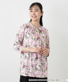 Leilian / レリアン カットソー | 花柄ボウタイ風ブラウス【Leilian WHITE LABEL】