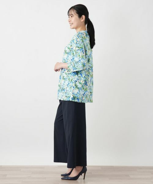 Leilian / レリアン カットソー | 花柄ボウタイ風ブラウス【Leilian WHITE LABEL】 | 詳細5
