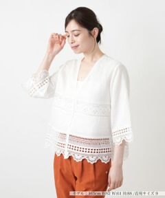 Leilian / レリアン シャツ・ブラウス | レース切替七分袖ブラウス【Leilian WHITE LABEL】