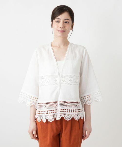 Leilian / レリアン シャツ・ブラウス | レース切替七分袖ブラウス【Leilian WHITE LABEL】 | 詳細4